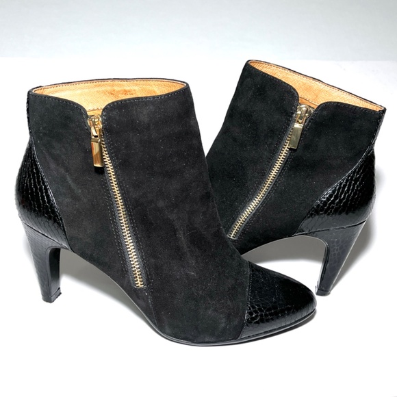 Sofft Makayla Suede Snakeskin Cap Toe Booties - Picture 3 of 14